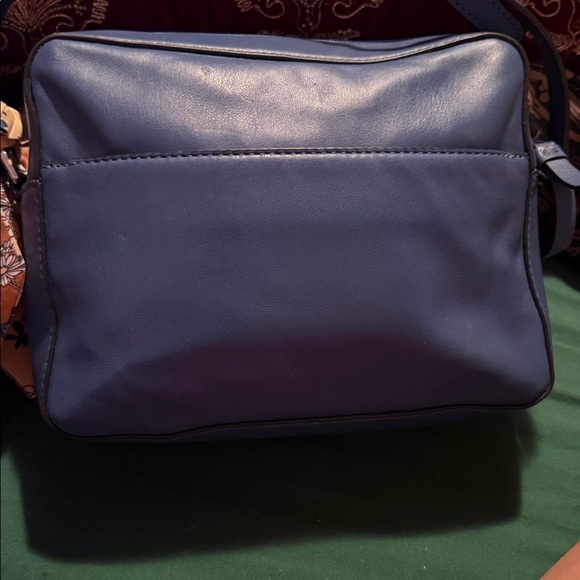 DKNY Navy Logo Crossbody Bag – Faux Leather Shoulder Bag with Scarf Detail - Picture 3 of 11